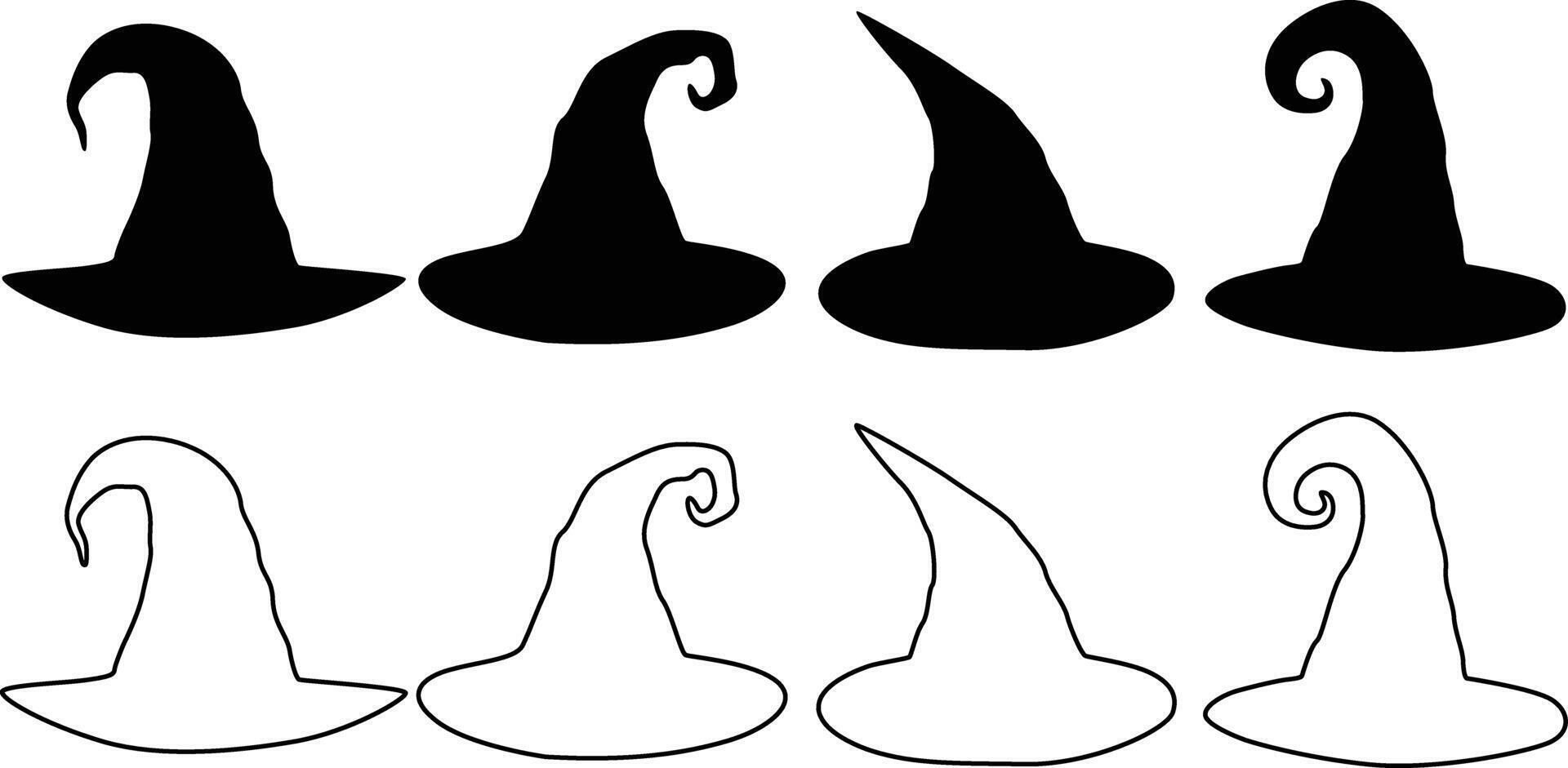 Magical Witch Hat Silhouette in a Minimalist Flat and Outline Style vector