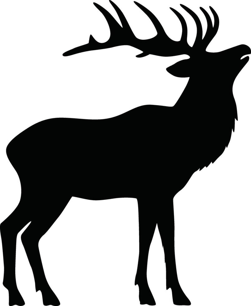 Majestic Elk Silhouette in Flat Style on a White Background vector