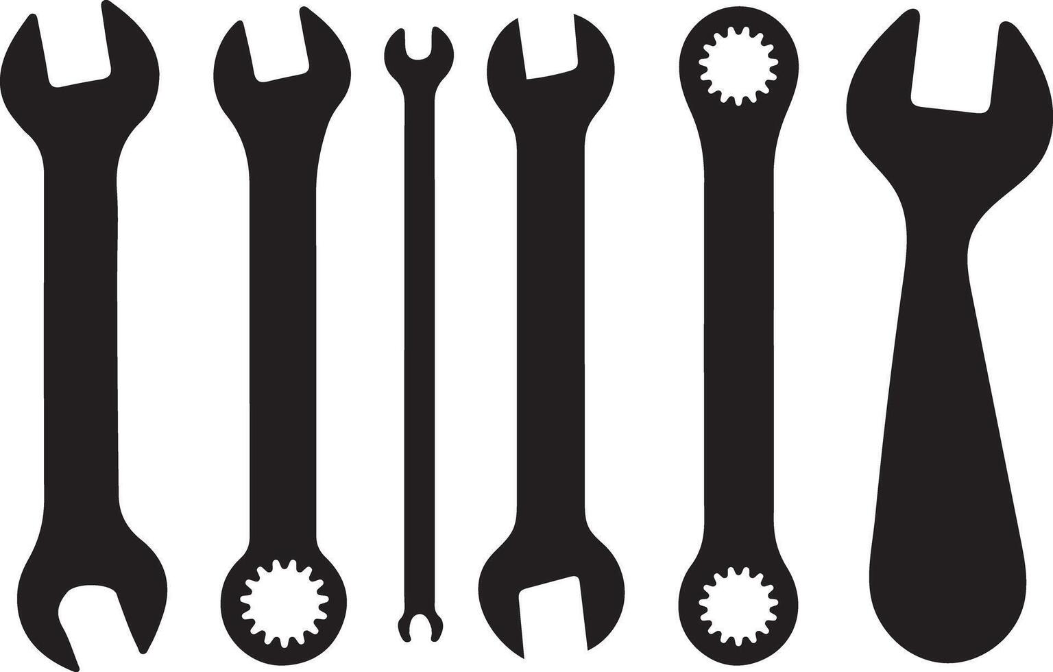 Minimalist Wrench Tools Flat Icons for Digital and Print Projects vector