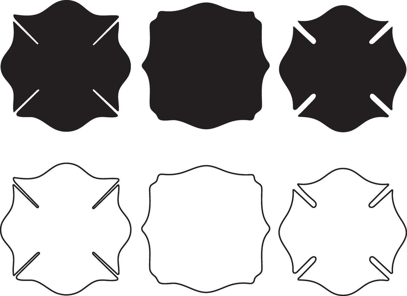 Flat and Outline Firefighter Badge Silhouette Set for Bold and Professional Artwork vector