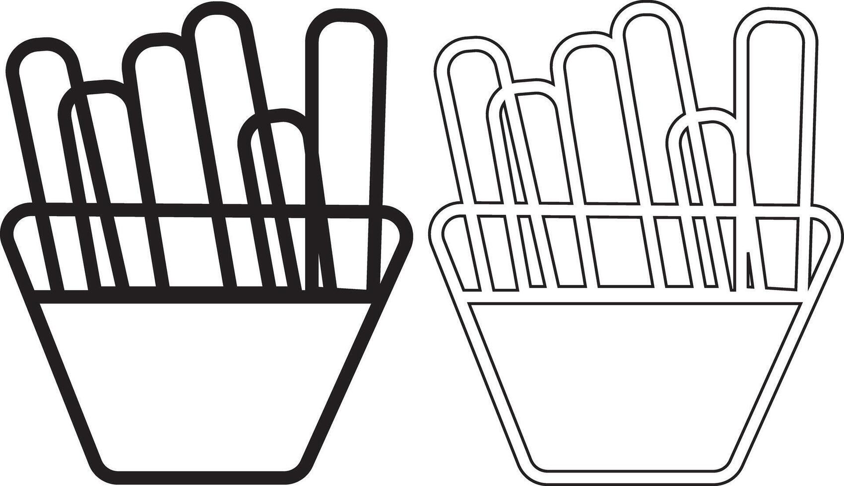 French Fries Silhouette Flat And Outline Design For Tasty Design Projects vector