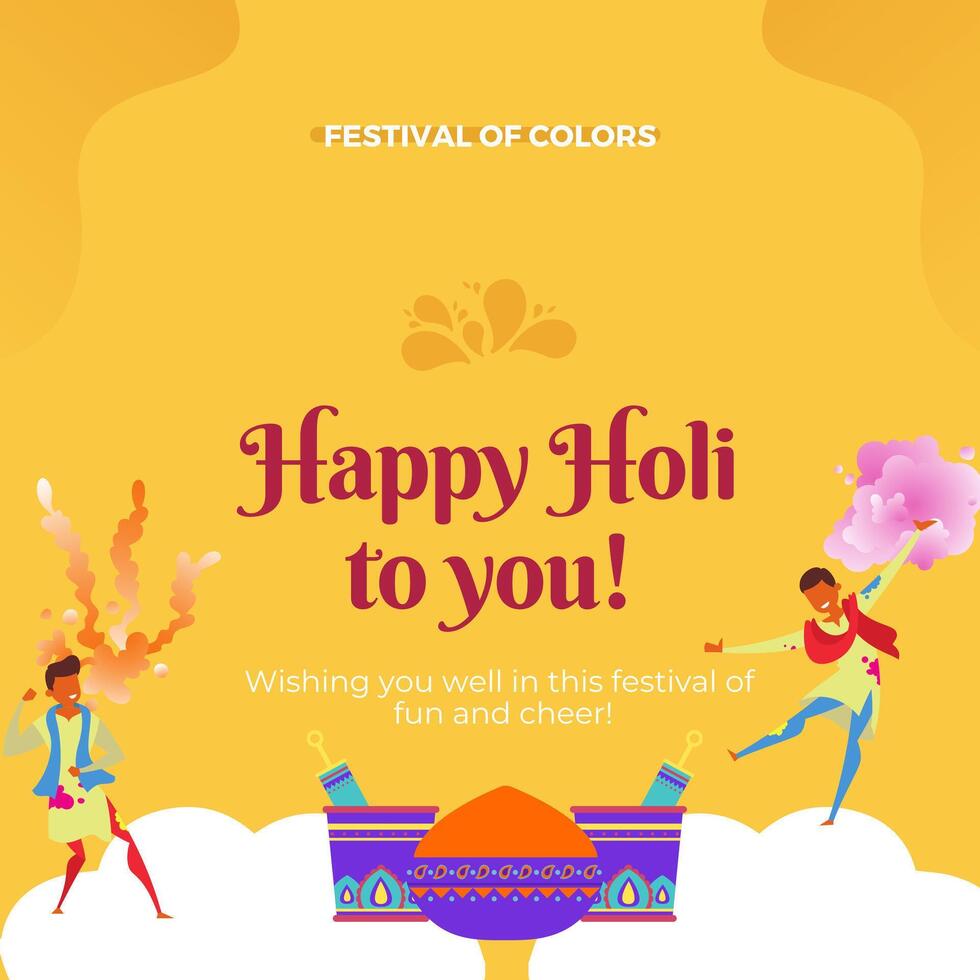 happy holi to you all my dears wishes post design vector