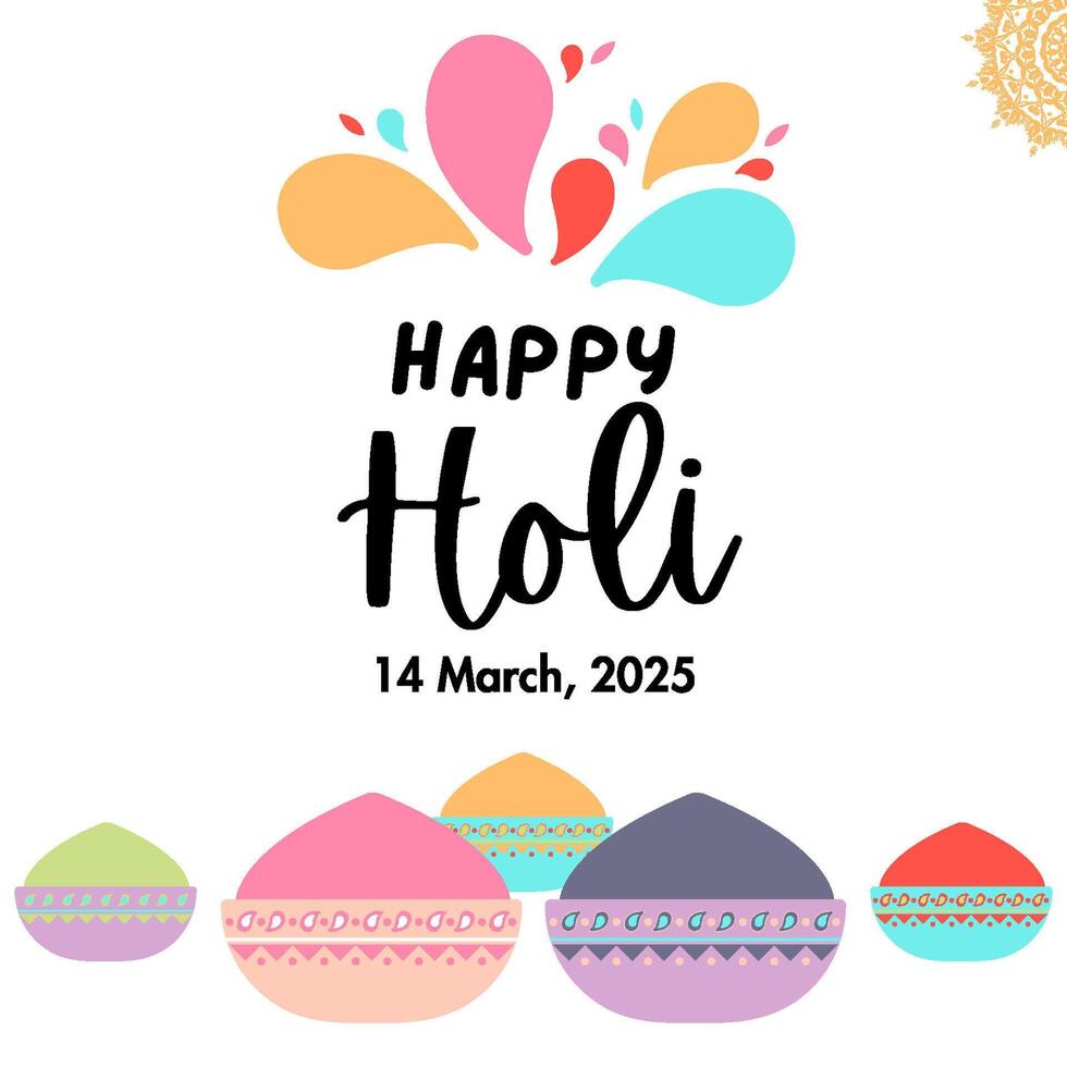 happy holi 2025 celebration post design vector
