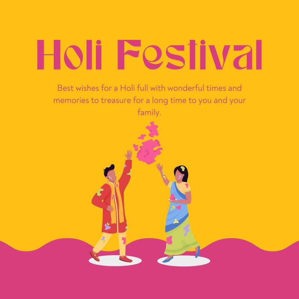 happy holi festival instagram post design vector