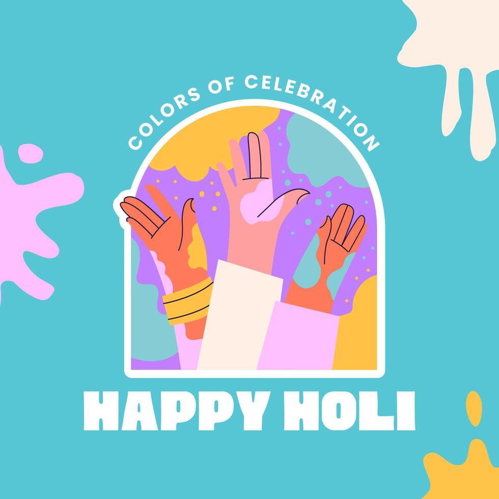 happy holi instagram post design vector