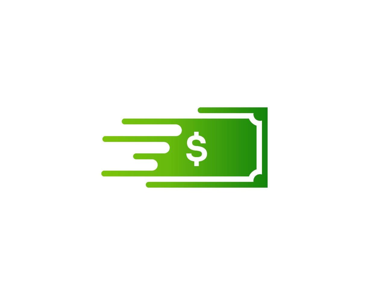 Minimal money icon with green banknote and arrow for quick transactions. vector