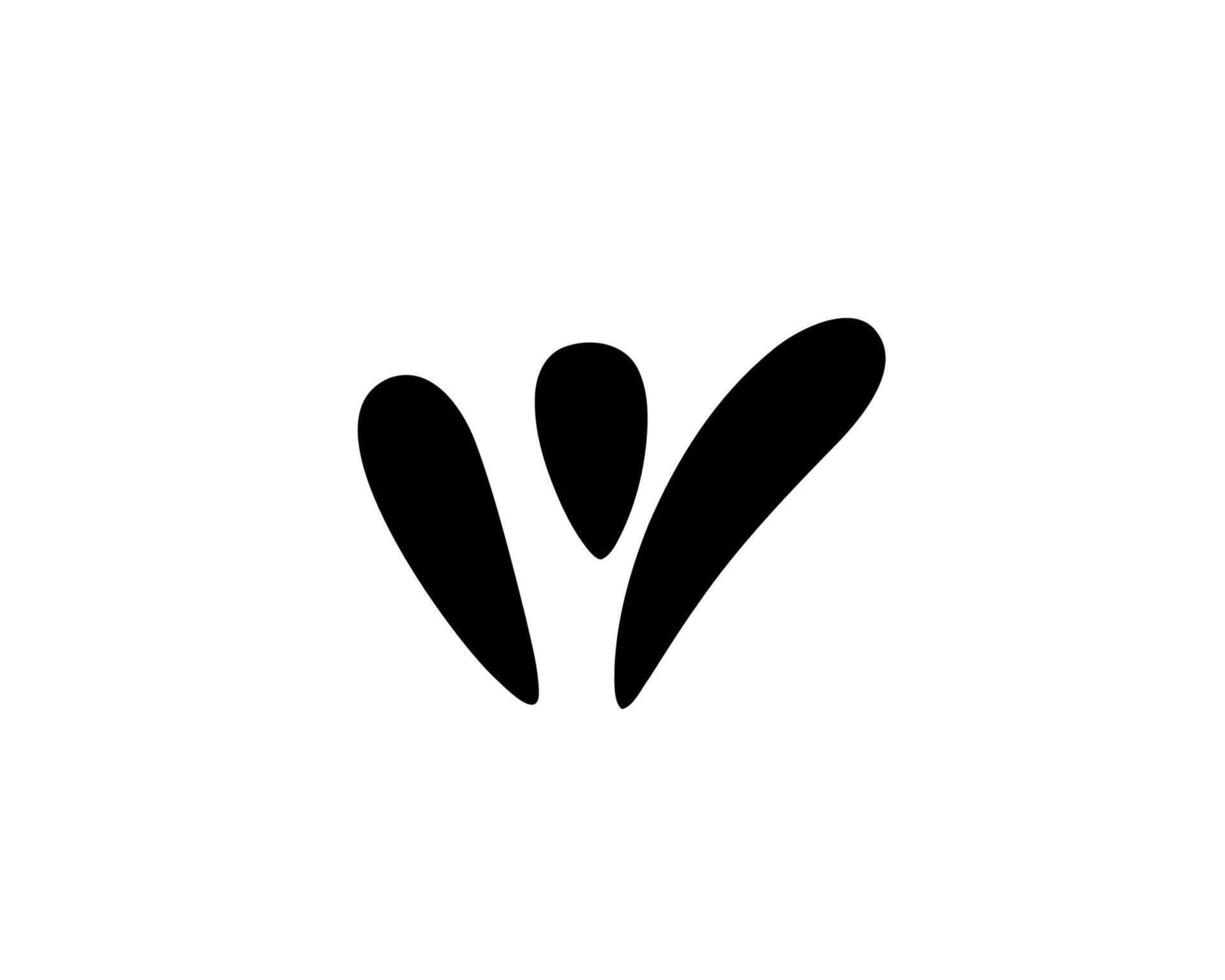 Minimalist black abstract shapes art with simple three-leaf design on a white background vector