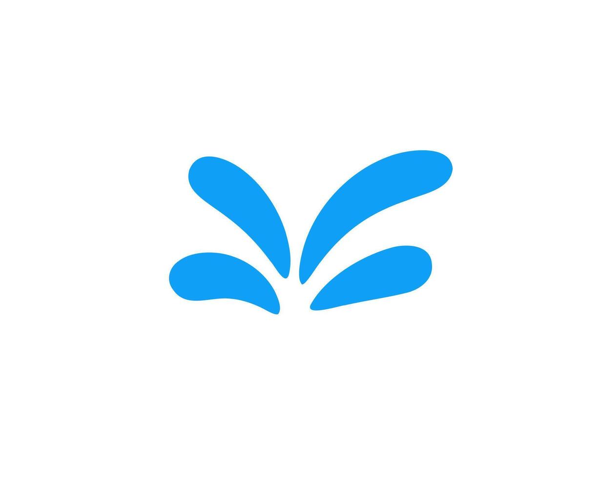 Blue splash symbol with four abstract, petal-shaped elements on a plain white background vector