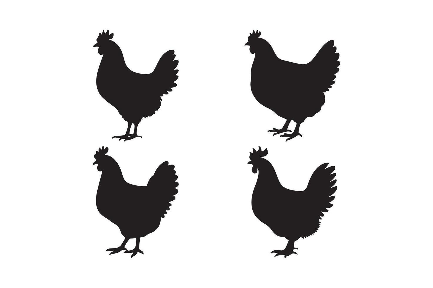 Farm Chicken Silhouettes Perfect for Logos, Stickers, and Prints Design vector