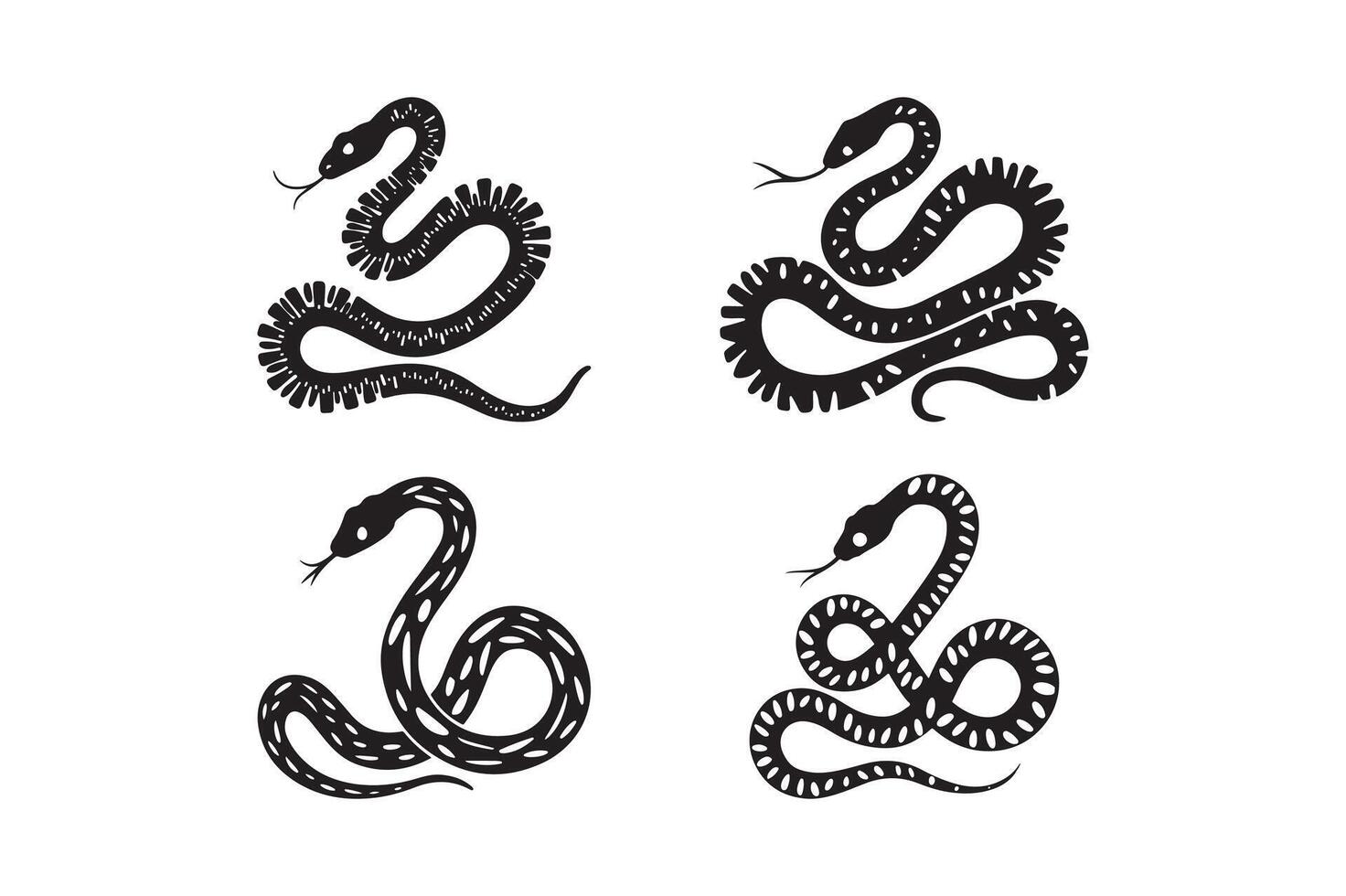 Snake Silhouettes Illustration for Logos, Stickers, and Digital Print Design vector