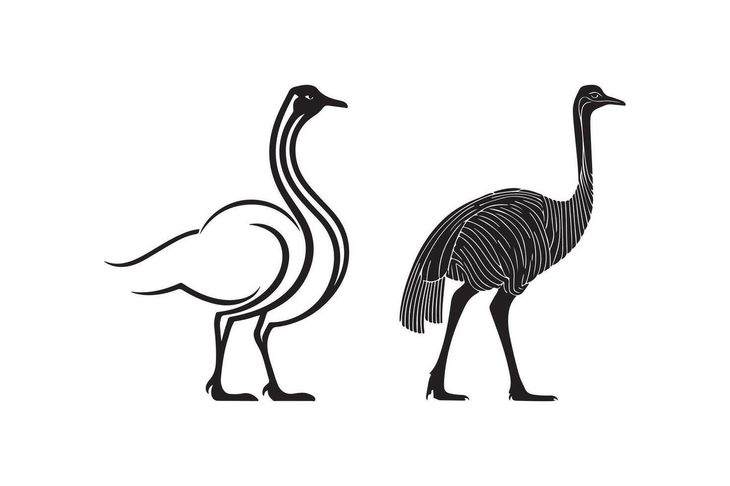 Minimalist Emu Bird Silhouette Illustration for Logo Design vector
