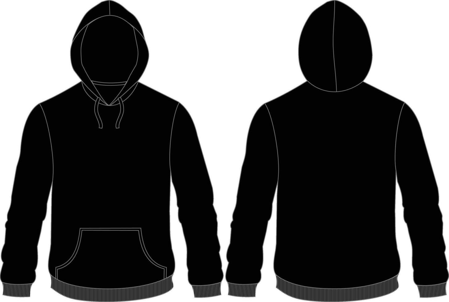 Pullover Hoodie Mockup Editable Sweatshirt Design Template vector