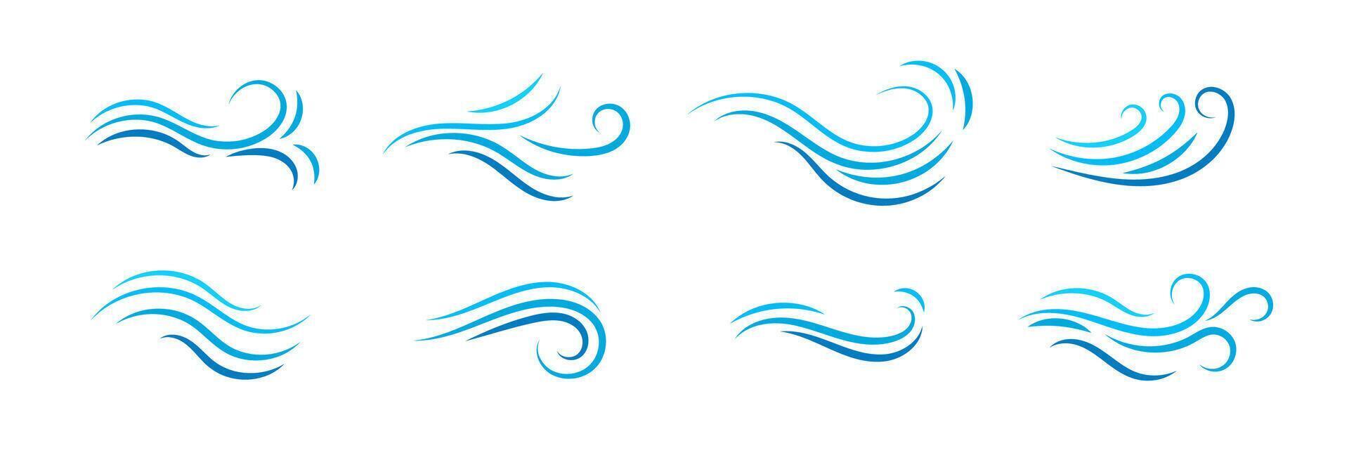 Elegant blue wave patterns for decorative design and creative art projects vector
