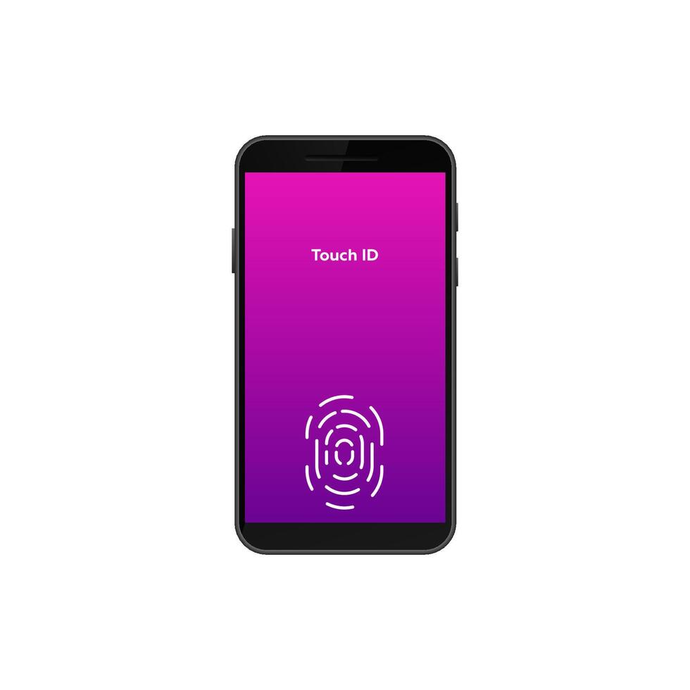 Smartphone displaying touch id animation with vibrant colors for security authentication vector