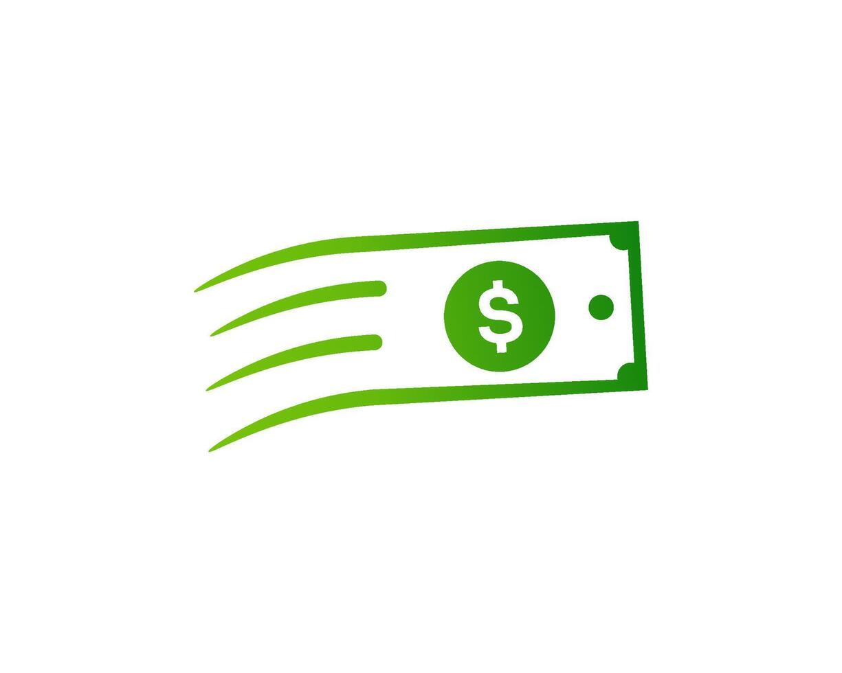 Finance icon with green dollar sign and arrows for quick transactions. vector
