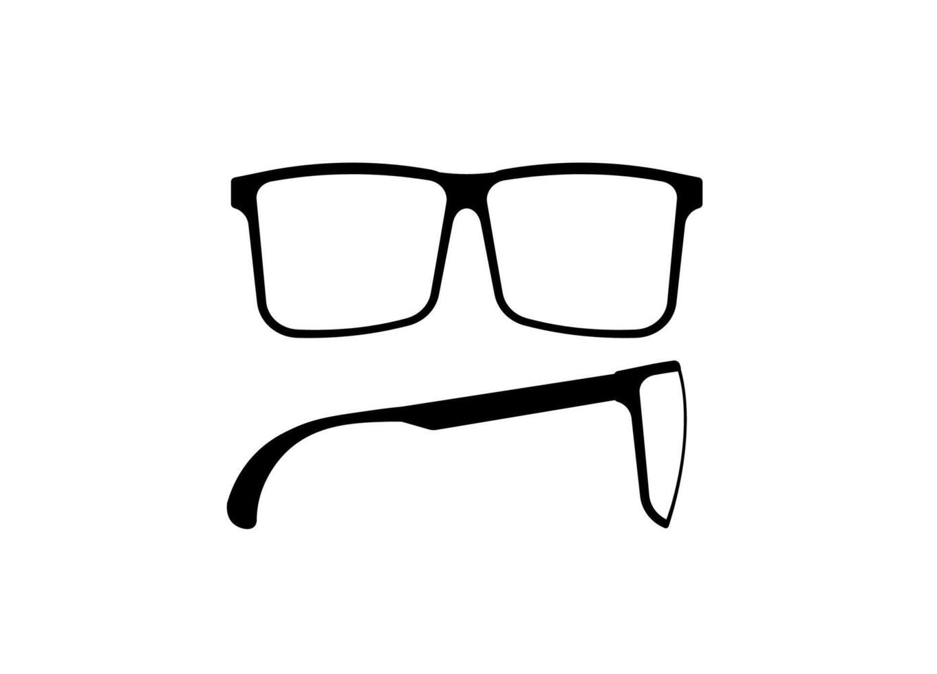 Classic black frame glasses in minimal design on a white background with shadow effect vector