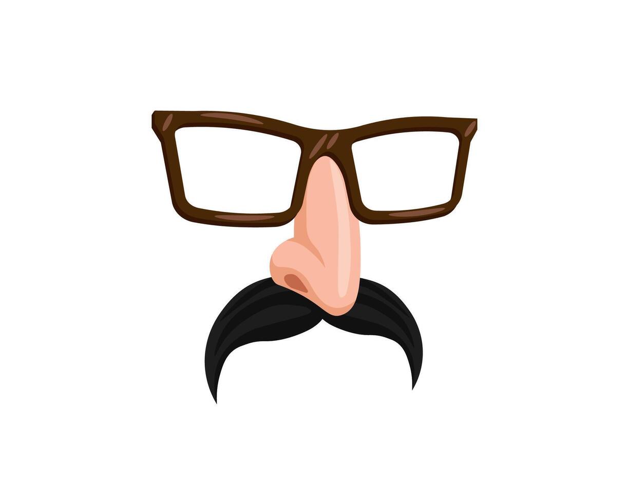 Illustrated disguise with glasses nose and mustache for creative designs vector
