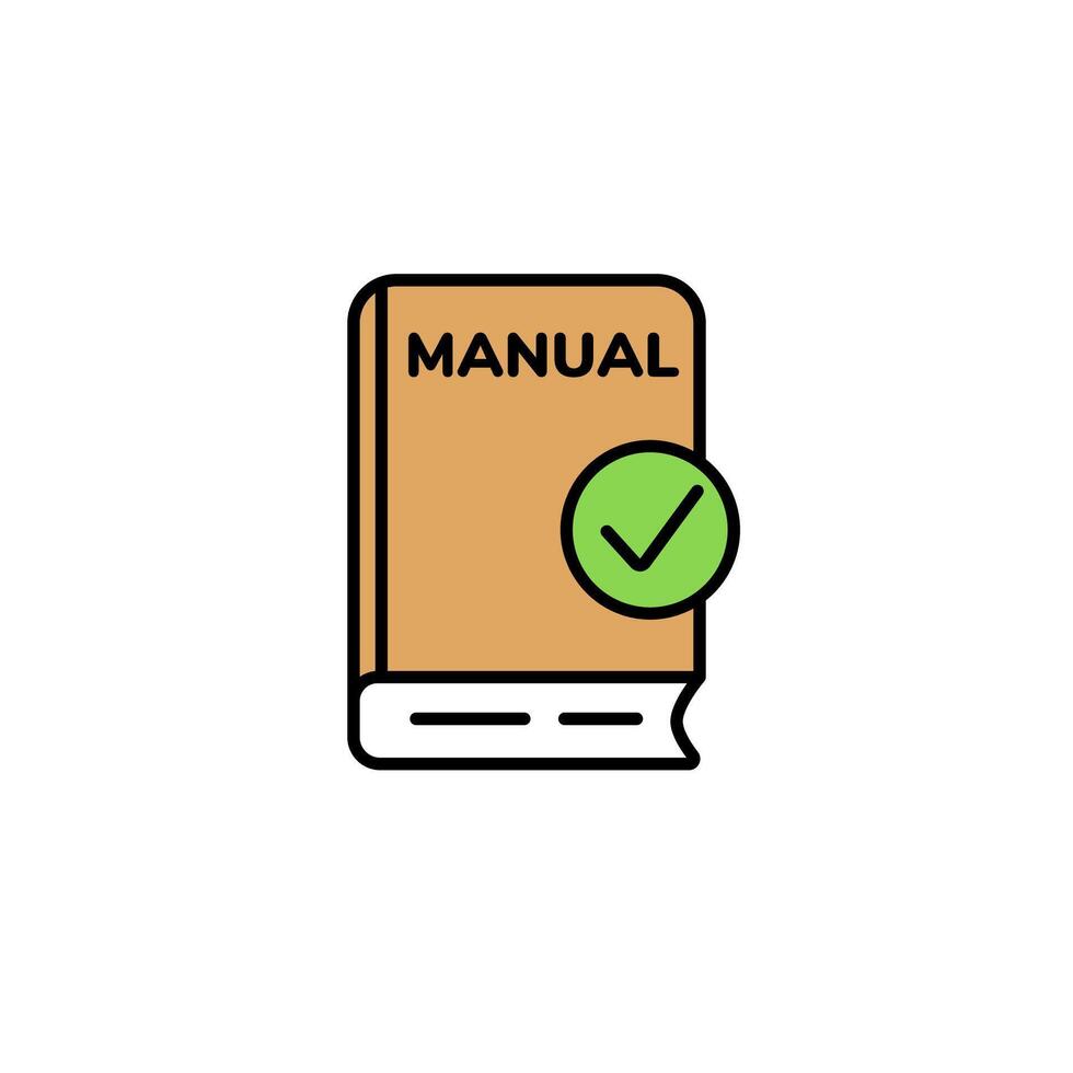 Instruction manual icon with a check mark symbol for approval vector
