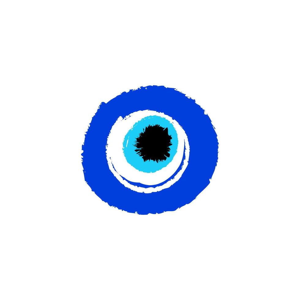 Blue and white evil eye symbol with black center for protection and good fortune vector