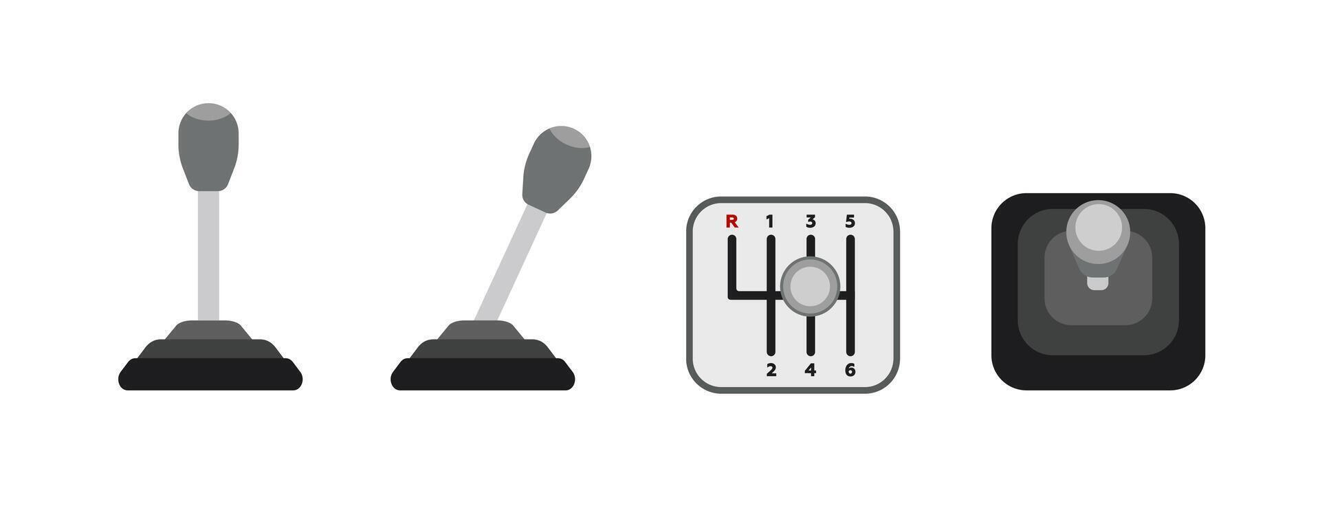 Manual transmission lever and gear shift icon set for car driving enthusiasts and learners vector