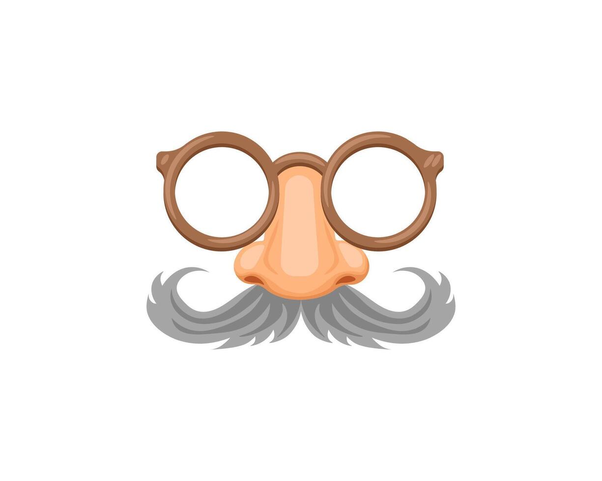 Funny fake glasses with nose and mustache for disguise and costume accessories vector