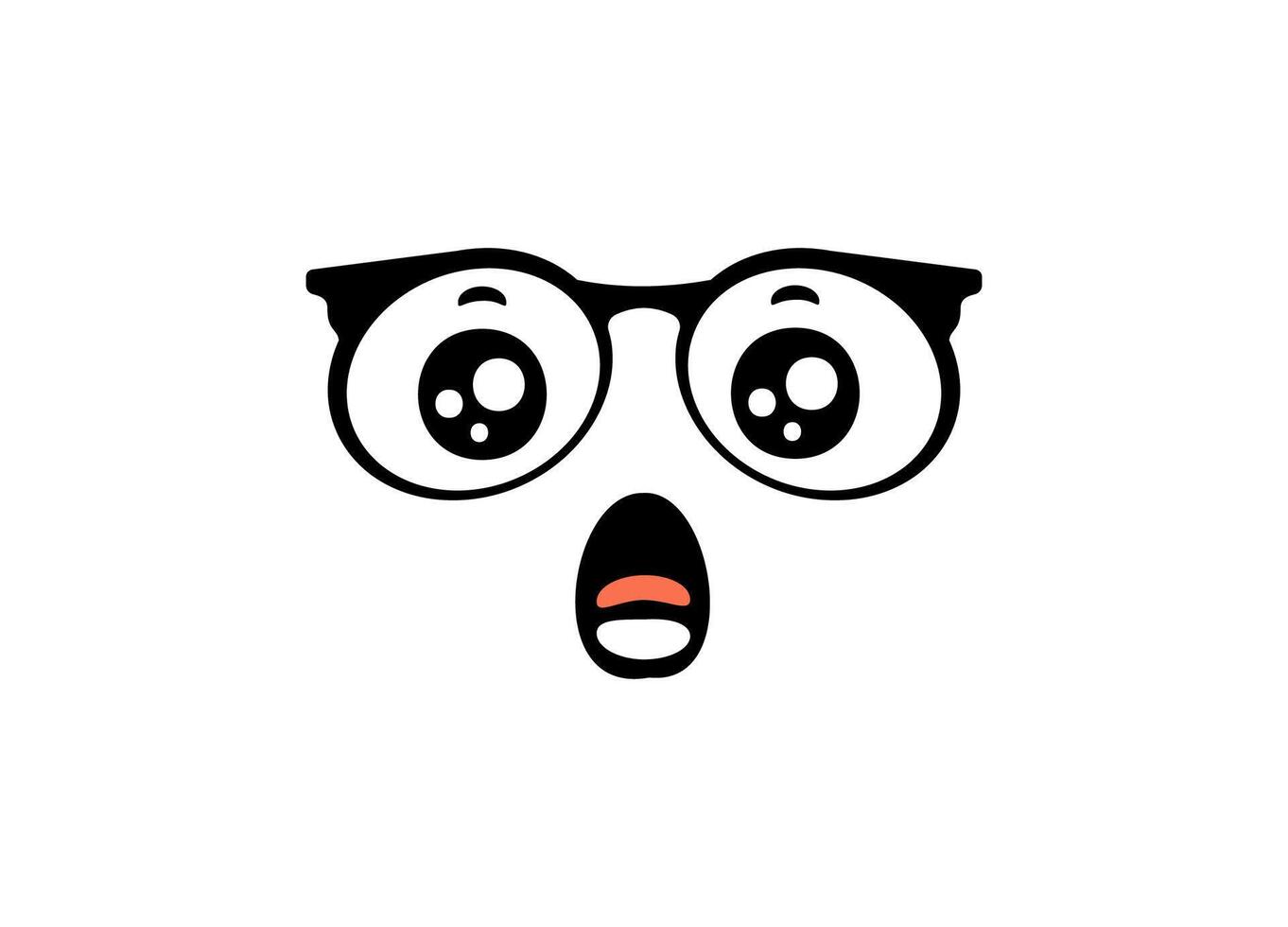 Cute surprised face with big eyes and glasses showing excitement on a plain background vector