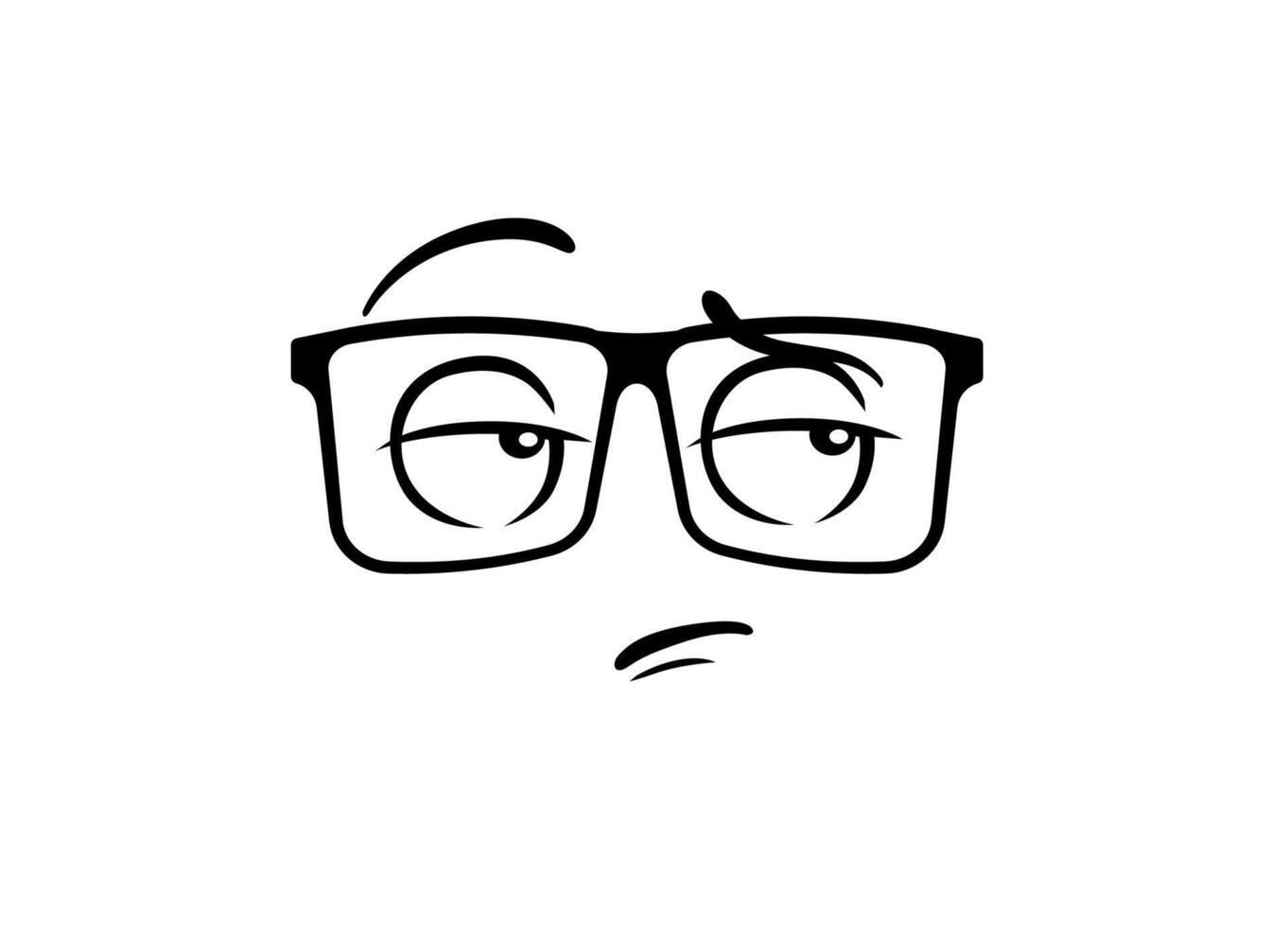 Funny face with glasses and raised eyebrow showing doubt and skepticism art design vector