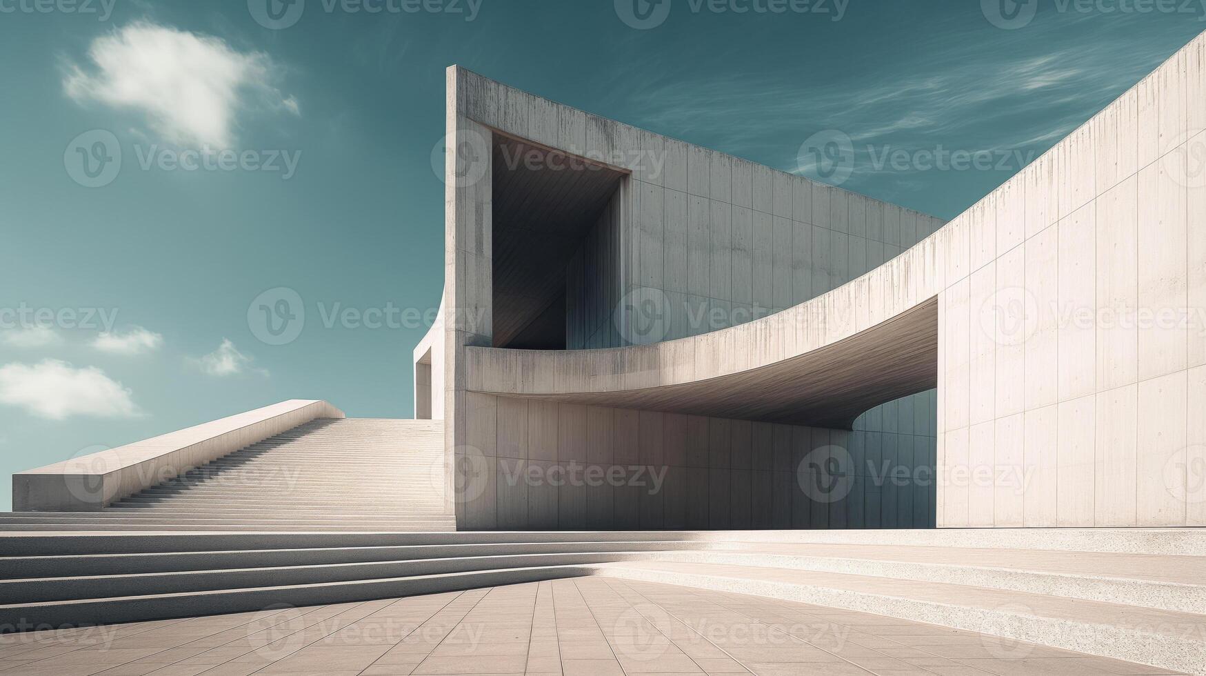 Modern architecture with stairs and sky background photo