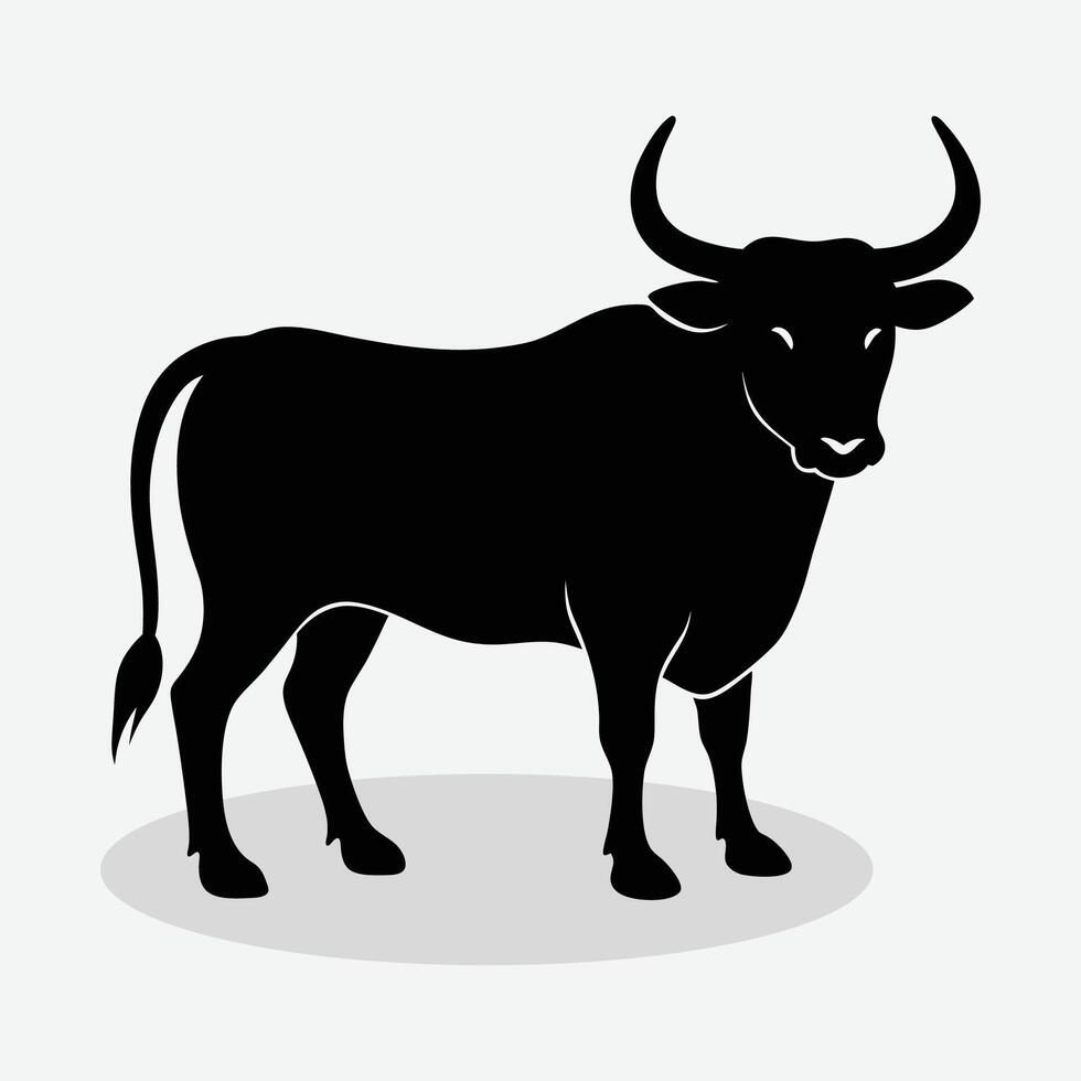 a black bull is standing in front of a white background vector