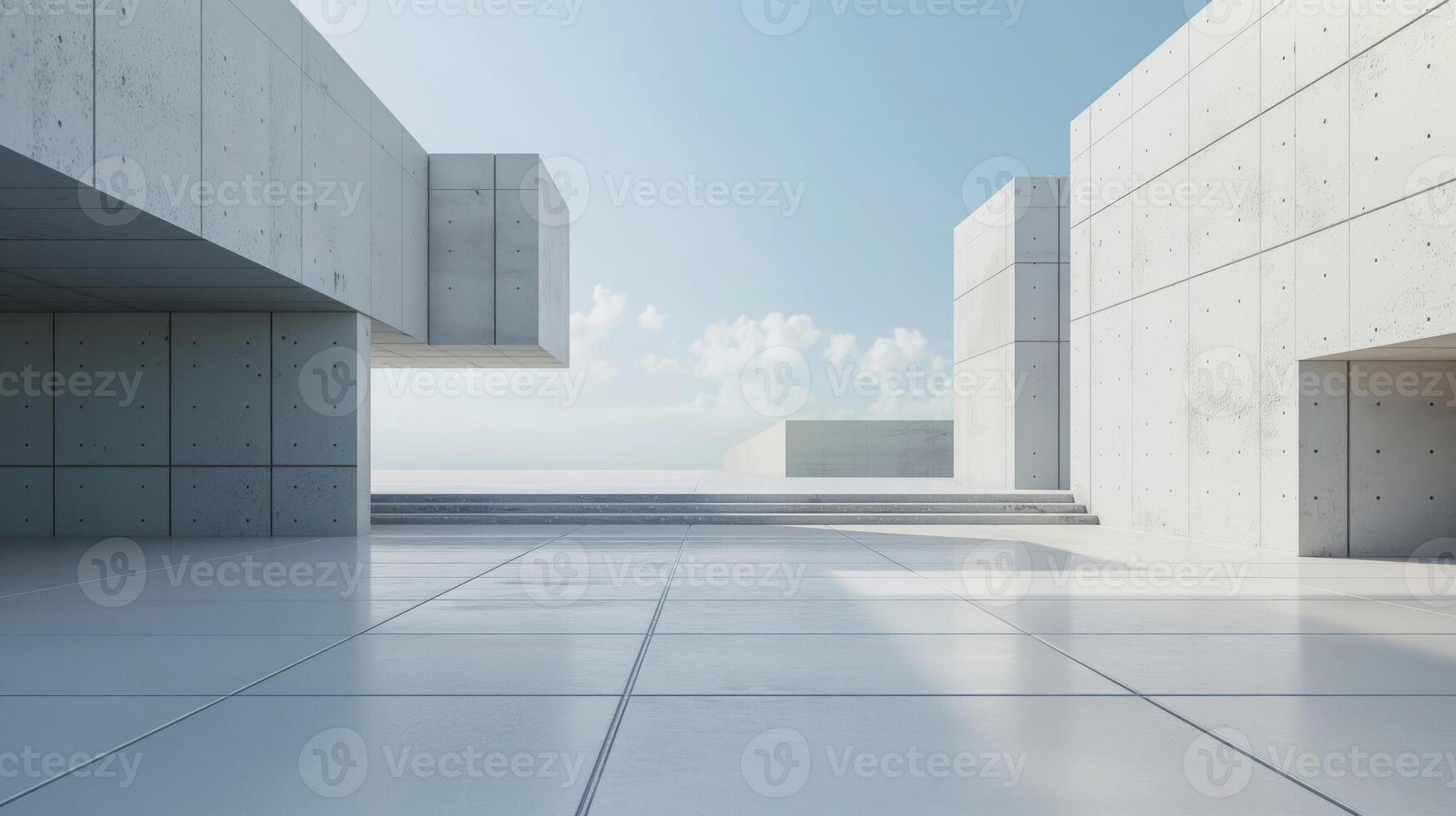 Empty concrete building with sky background 3d rendering photo