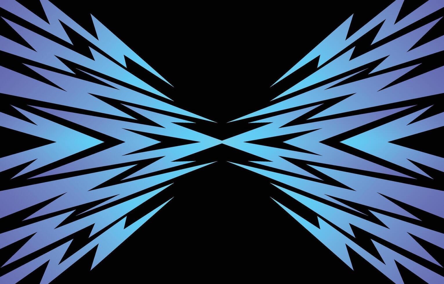 Abstract blue and black butterfly wings on a black background vector