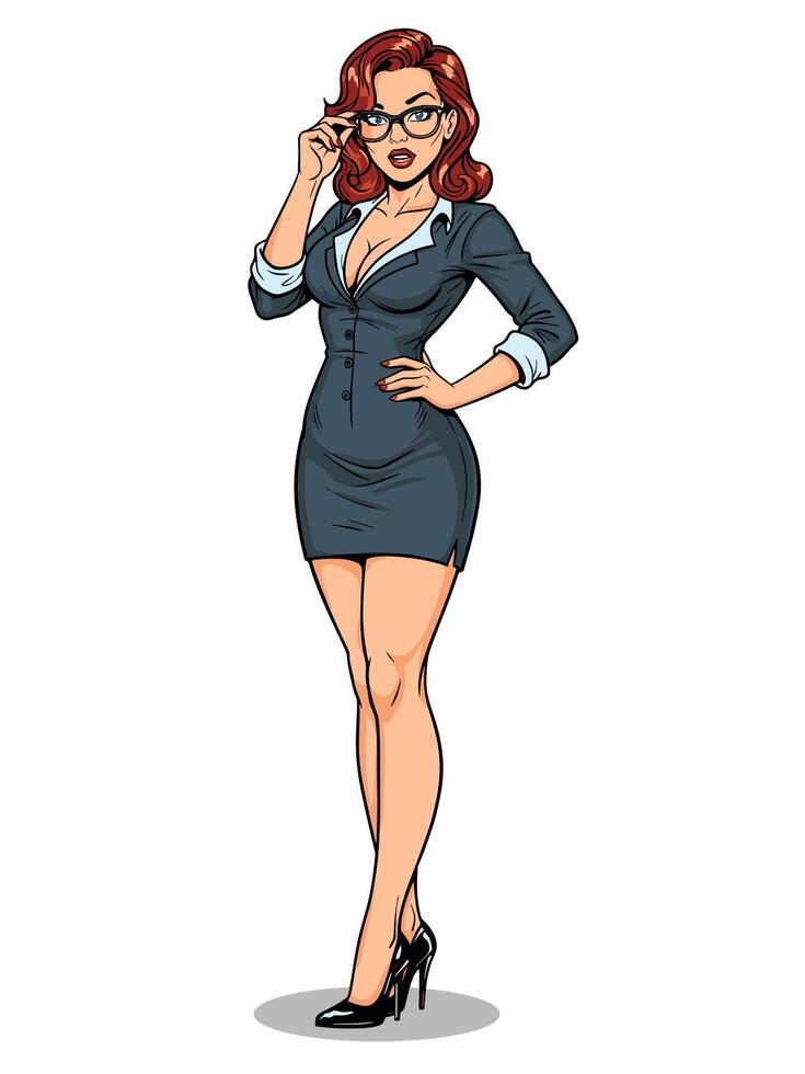 Pin up cartoon woman in business suit vector