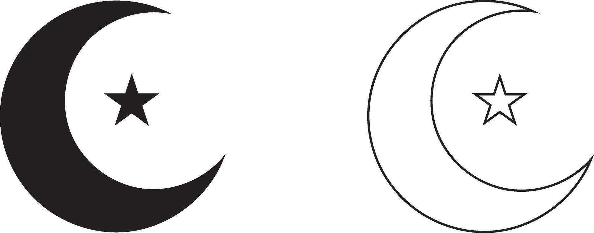 Star and Crescent Silhouette, Elegant Illustration for Islamic and Celestial Designs vector