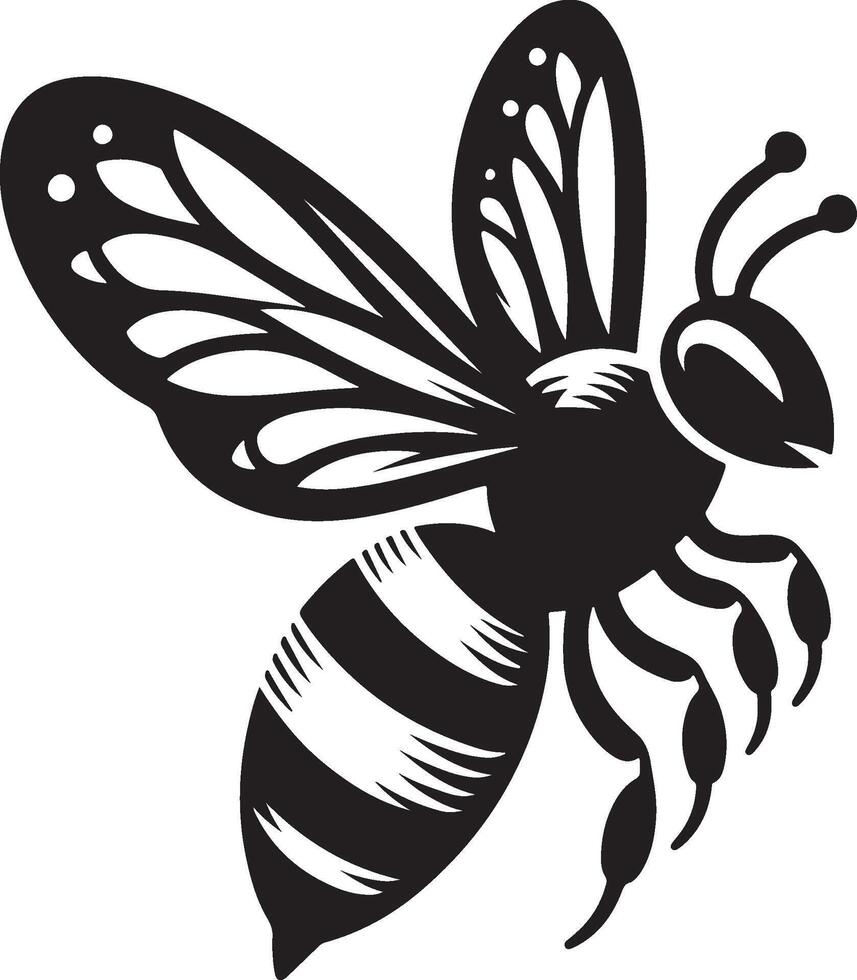 Bee Silhouette Illustration On White Background vector