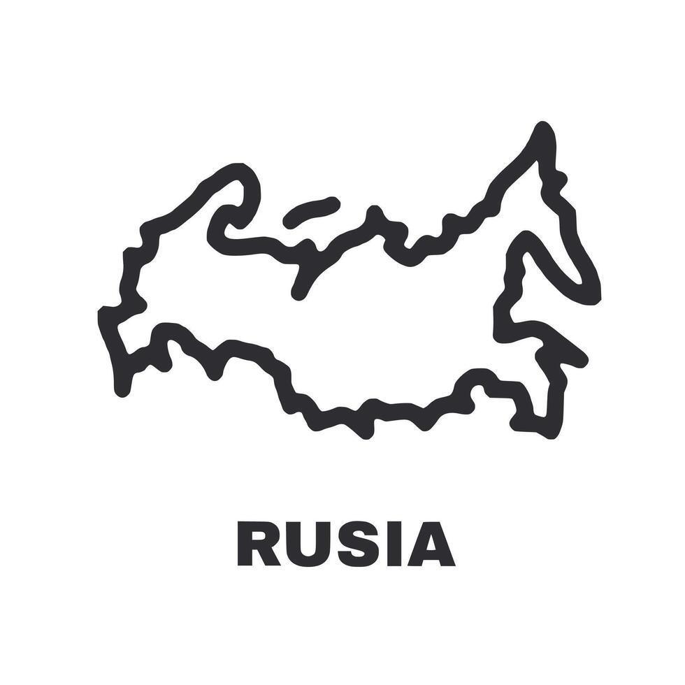 A map of Russia is drawn in black vector