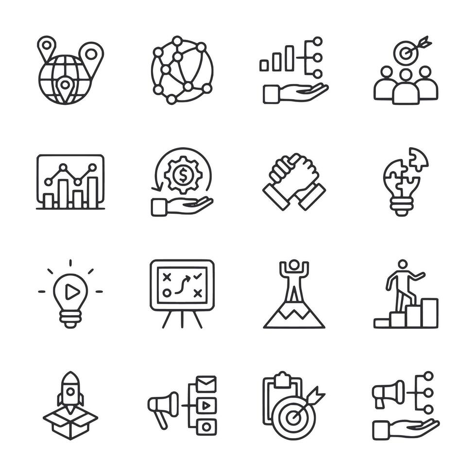 A set of icons that include a globe, a hand holding a globe vector