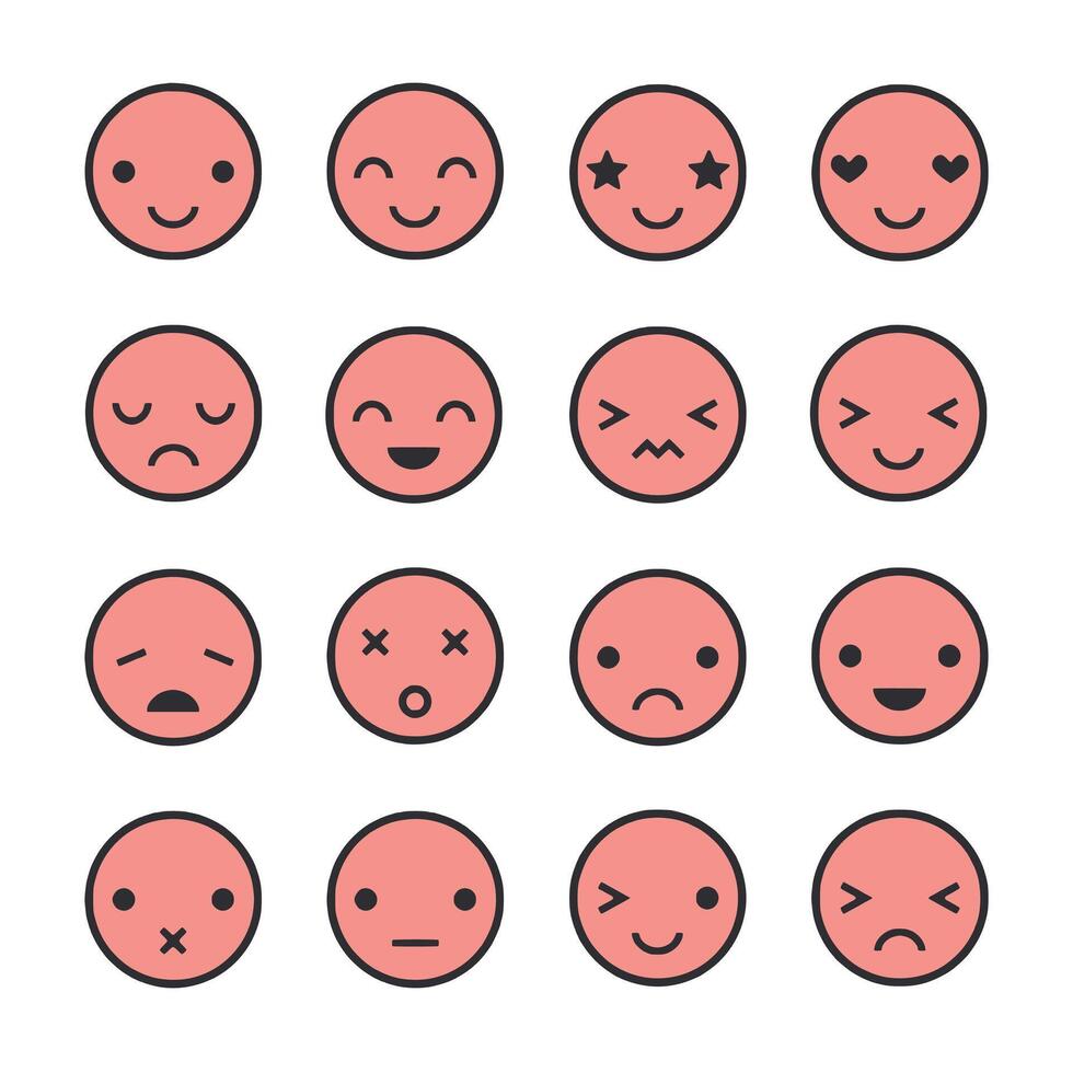 A collection of cartoon faces with different expressions vector