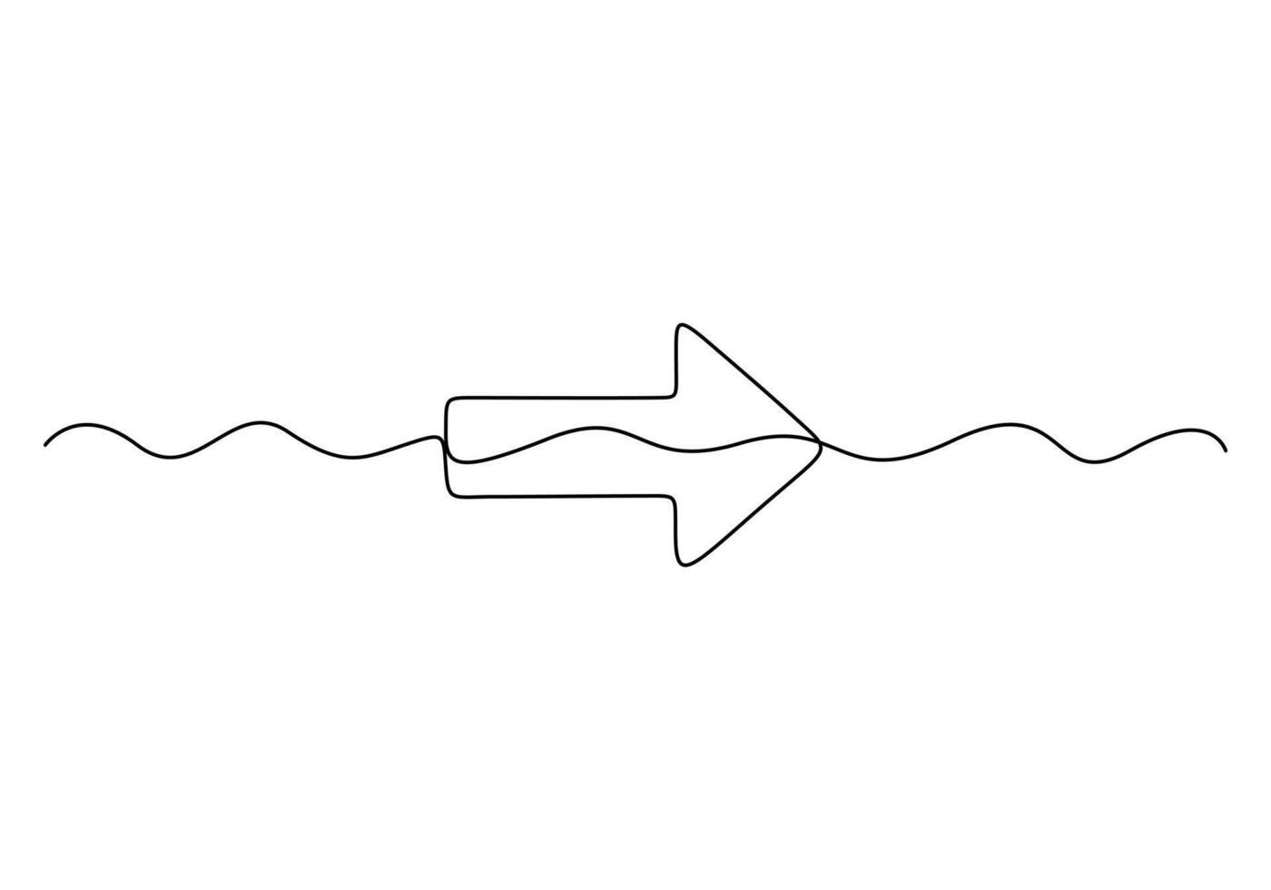 Continuous one line drawing Arrow pointing right. Single line Arrow pointing right. Graphic illustration vector