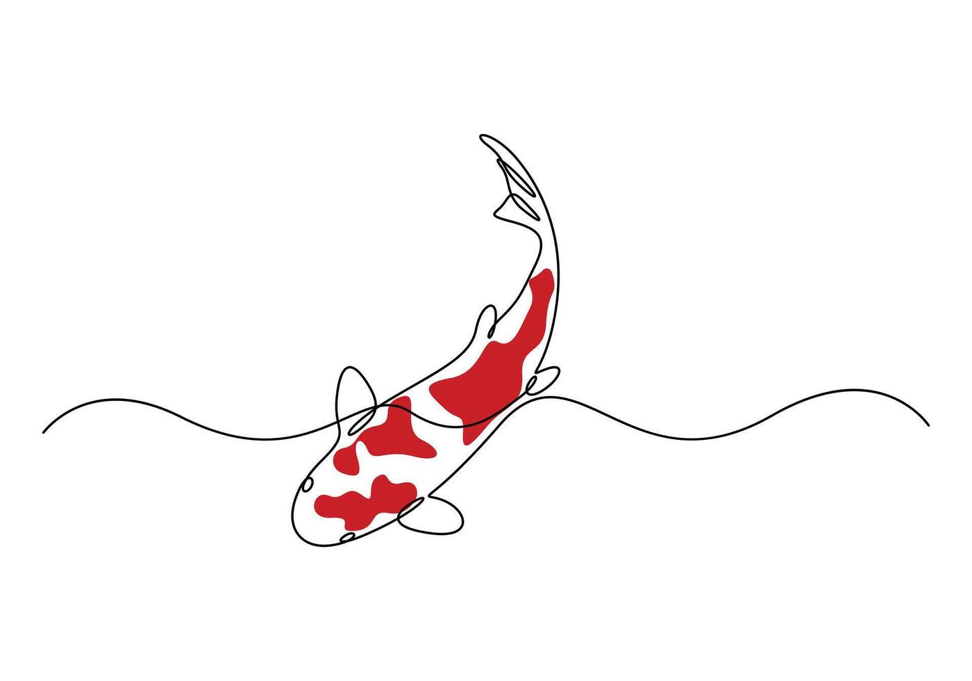 Continuous single line art koi fish. Graphic illustration vector