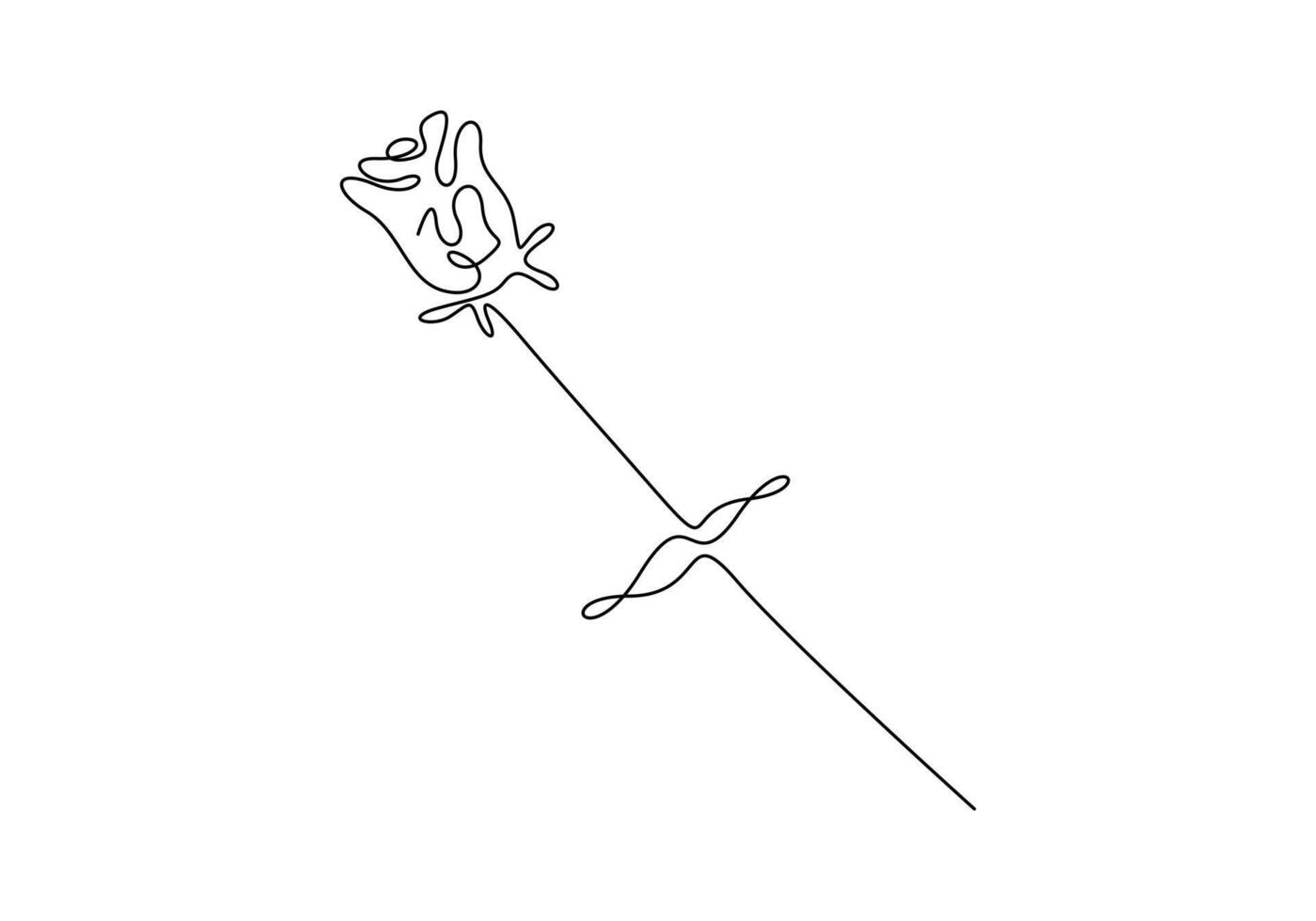 Rose flower single line drawing. Graphic illustration vector