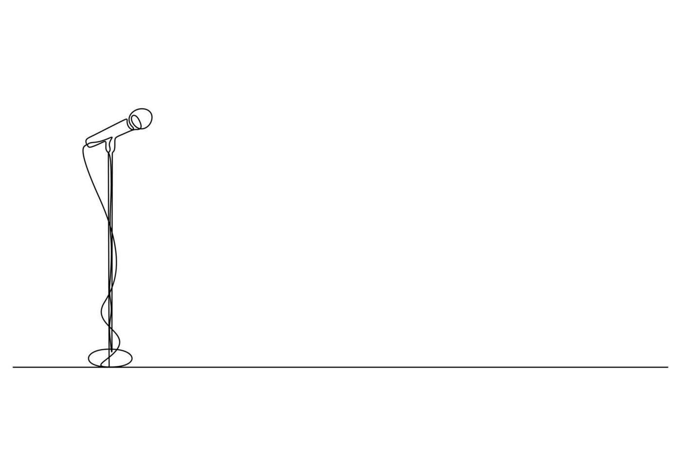 Stage microphone drawn in one continuous line drawing. Pro illustration vector