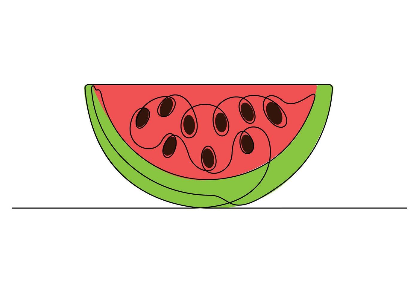 Watermelon in one continuous line drawing. Single line drawing watermelon. Graphic illustration vector