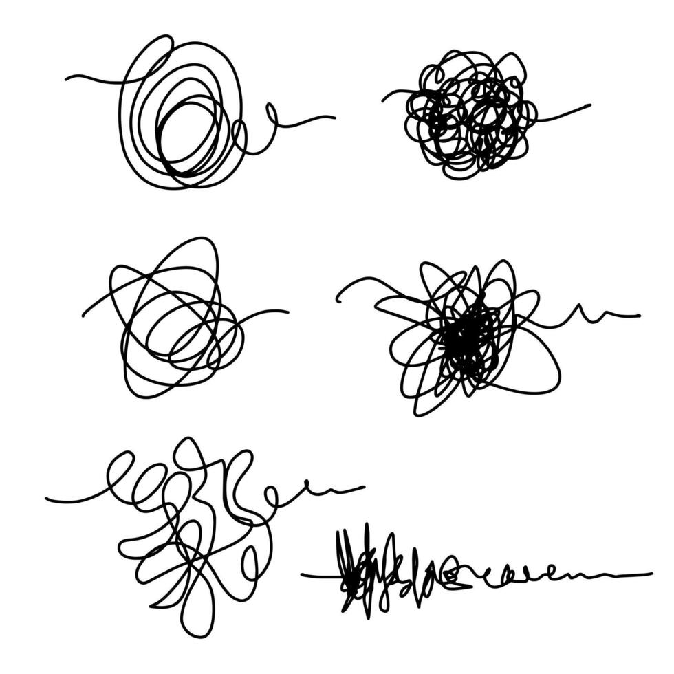 Hand drawn scribble shapes. chaos patterns with illustration style doodle and line art vector