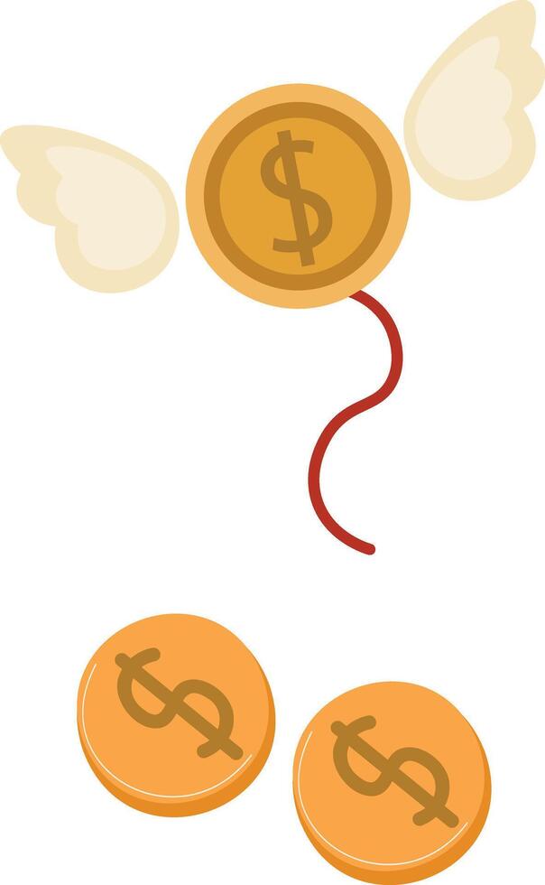 Illustration of Flying Dollar Coin with Wings vector