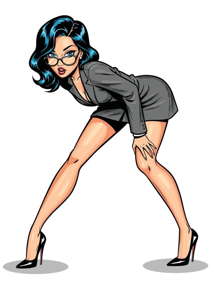 A cartoon woman in a suit and high heels vector