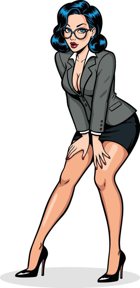 Cartoon woman in business suit and high heels vector