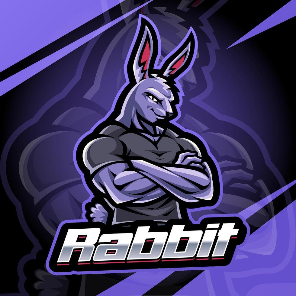 Strong rabbit esport mascot logo vector