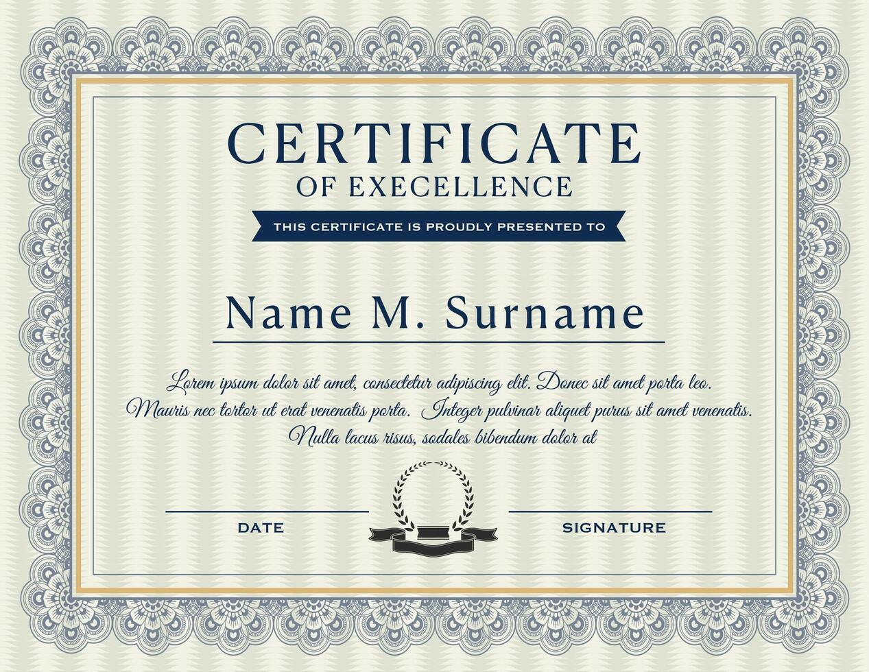 Award certificate design template for recognition and appreciation vector