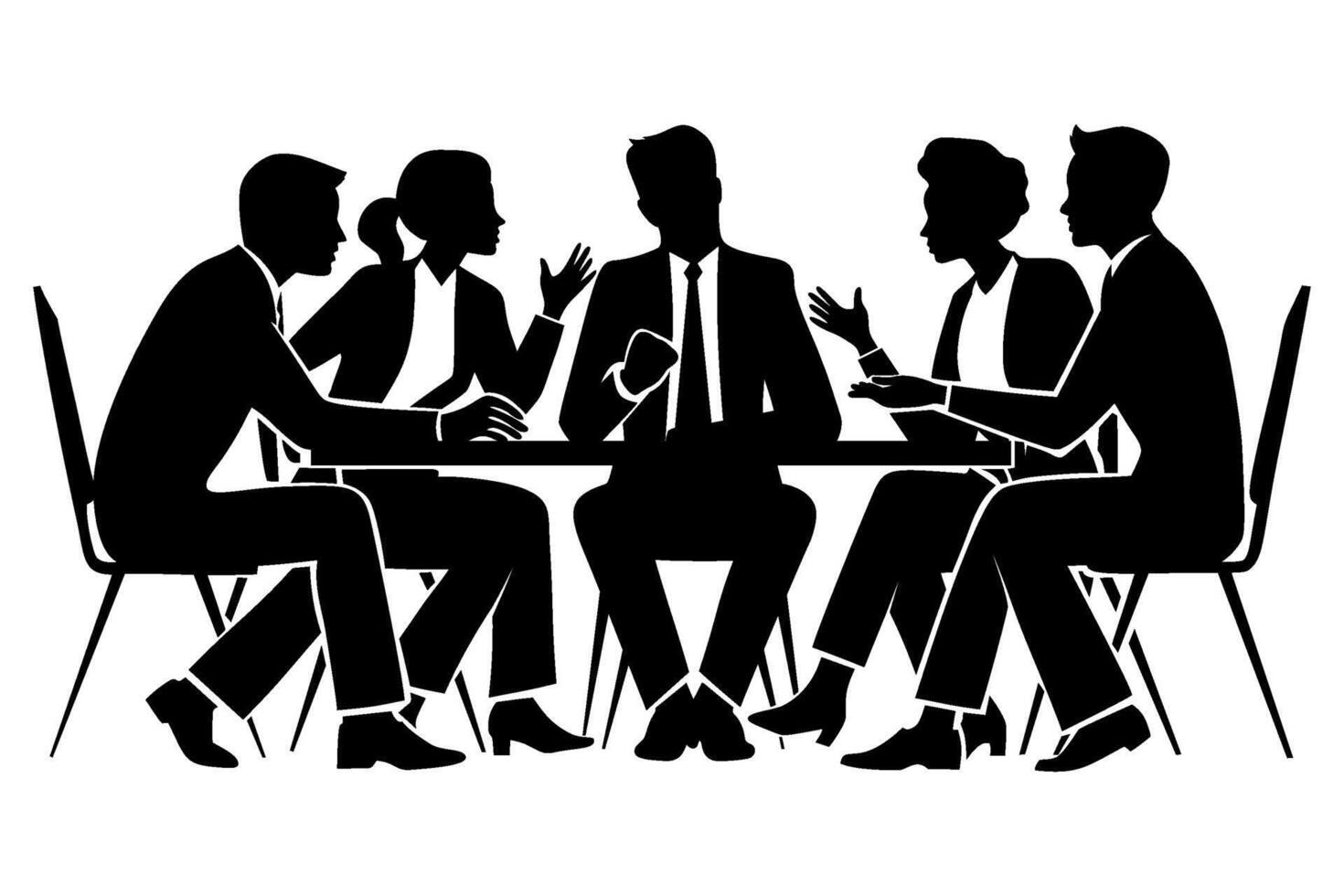 Silhouette of people meeting business vector