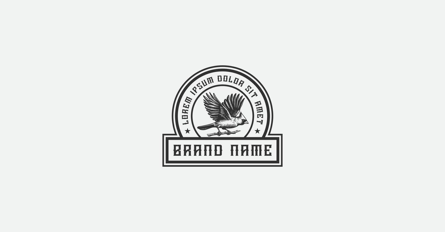 Vintage cardinal bird mascot logo vector